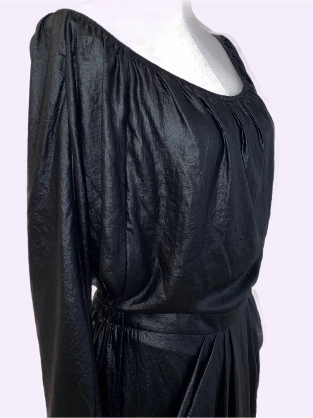 BCBGMaxAzria Black One-Shoulder Satin-Look Mini Dress